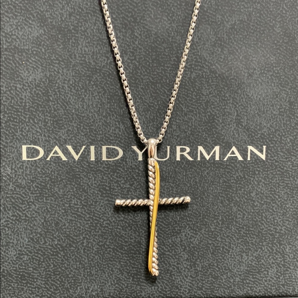 David Yurman Silver and Gold Cross Necklace